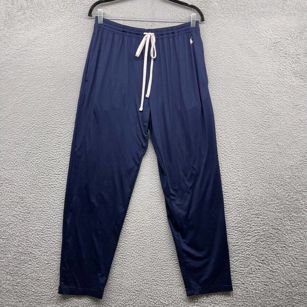 Polo Ralph Lauren Mens Sweat Pants Blue Logo Elastic Waist Drawstring Size L